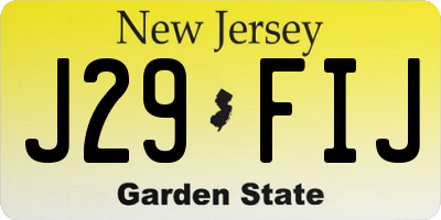 NJ license plate J29FIJ