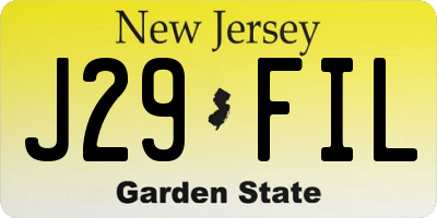 NJ license plate J29FIL