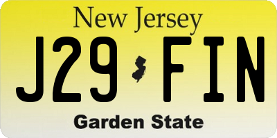 NJ license plate J29FIN