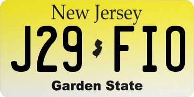 NJ license plate J29FIO