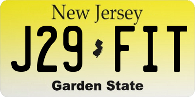 NJ license plate J29FIT