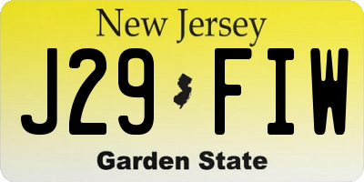 NJ license plate J29FIW