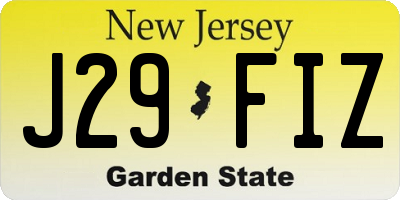 NJ license plate J29FIZ