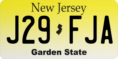 NJ license plate J29FJA