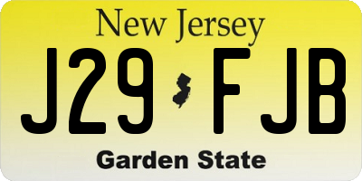 NJ license plate J29FJB