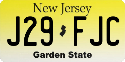 NJ license plate J29FJC
