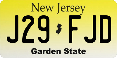 NJ license plate J29FJD