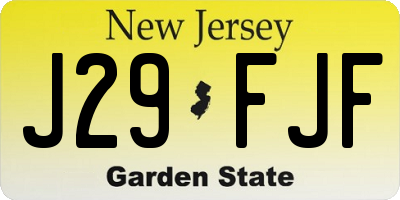 NJ license plate J29FJF