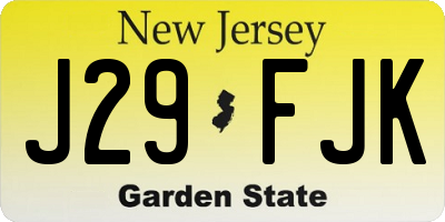 NJ license plate J29FJK