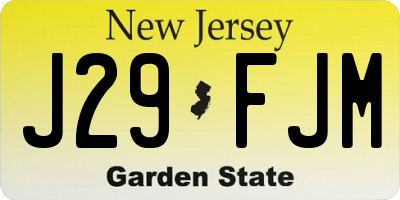 NJ license plate J29FJM