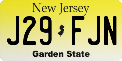 NJ license plate J29FJN
