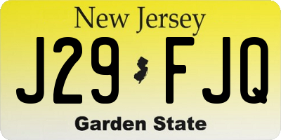 NJ license plate J29FJQ