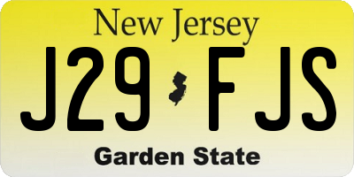 NJ license plate J29FJS