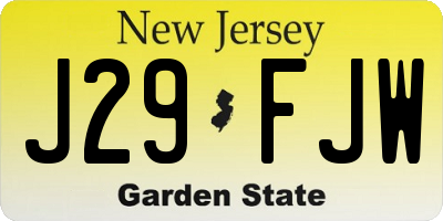 NJ license plate J29FJW