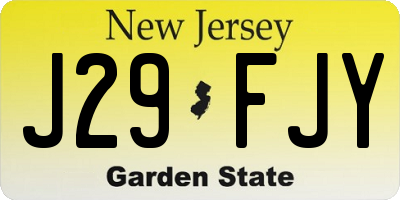NJ license plate J29FJY