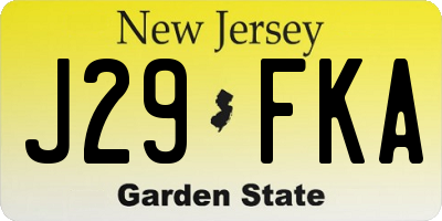 NJ license plate J29FKA