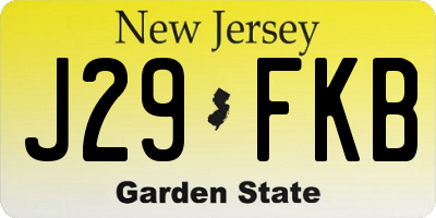 NJ license plate J29FKB