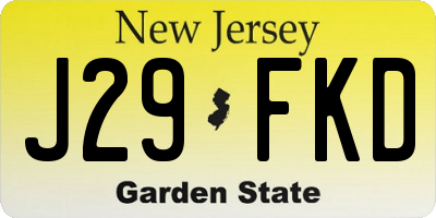 NJ license plate J29FKD