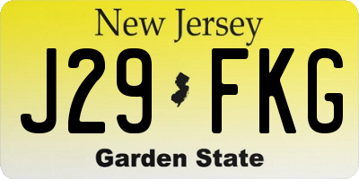 NJ license plate J29FKG