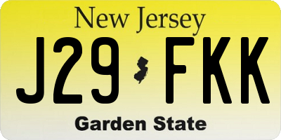 NJ license plate J29FKK