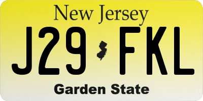 NJ license plate J29FKL