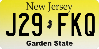 NJ license plate J29FKQ