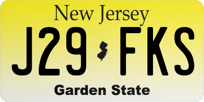 NJ license plate J29FKS