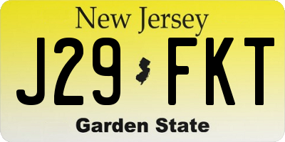 NJ license plate J29FKT