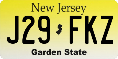 NJ license plate J29FKZ