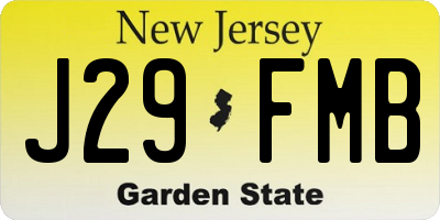 NJ license plate J29FMB