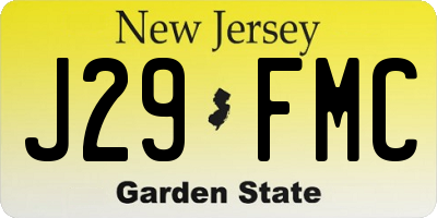 NJ license plate J29FMC