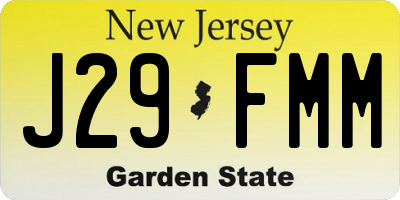 NJ license plate J29FMM