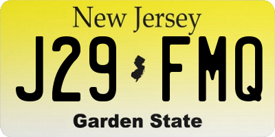 NJ license plate J29FMQ
