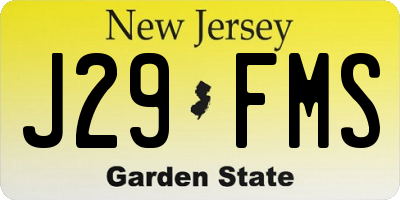 NJ license plate J29FMS