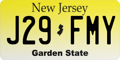 NJ license plate J29FMY