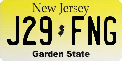 NJ license plate J29FNG