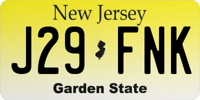 NJ license plate J29FNK