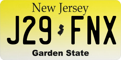 NJ license plate J29FNX
