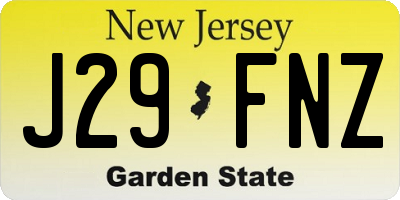 NJ license plate J29FNZ