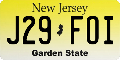 NJ license plate J29FOI