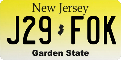 NJ license plate J29FOK