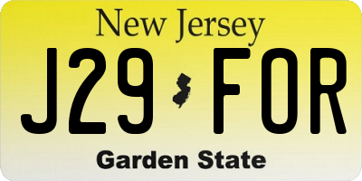 NJ license plate J29FOR