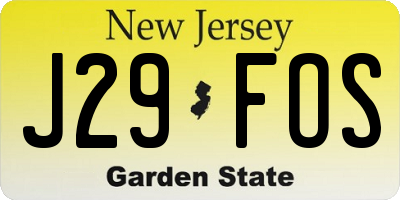 NJ license plate J29FOS