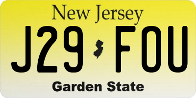 NJ license plate J29FOU