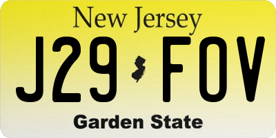 NJ license plate J29FOV