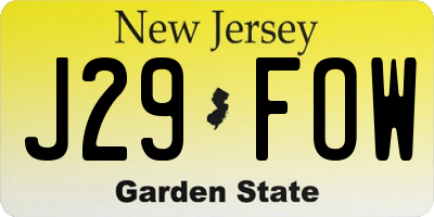 NJ license plate J29FOW