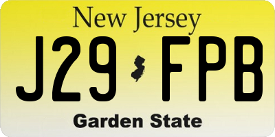 NJ license plate J29FPB