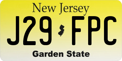 NJ license plate J29FPC