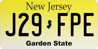 NJ license plate J29FPE