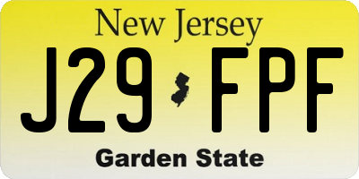 NJ license plate J29FPF